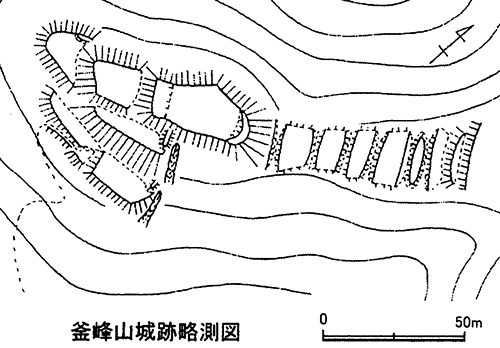 釜峰山城跡略測図