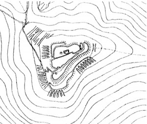 昭和60年に当会で測量した朝山二子城の縄張図